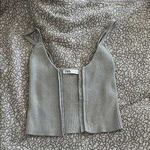 Zara Light Gray Ribbed Camisole